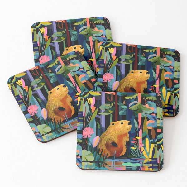 Item preview, Explore Nature's Renewal with a Vibrant Beaver Amidst a Lush Colorful Forest and Pond designed and sold by OlfactoART Studio.