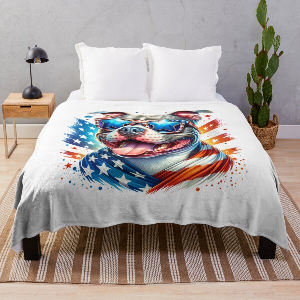 Item preview, Patriotic Pit Bull with Star Sunglasses – Funny 4th of July American Dog designed and sold by Polarisofficial.