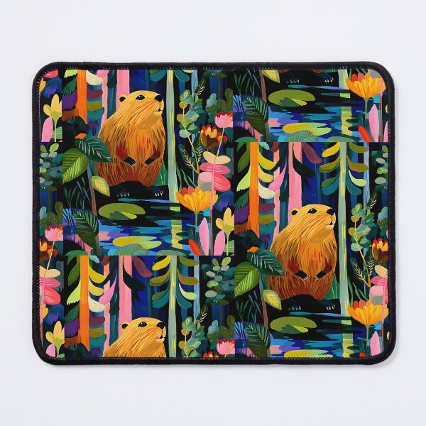 Item preview, Step into a Whimsical Forest with a Cheerful Beaver Among Multicolored Trees designed and sold by OlfactoART Studio.