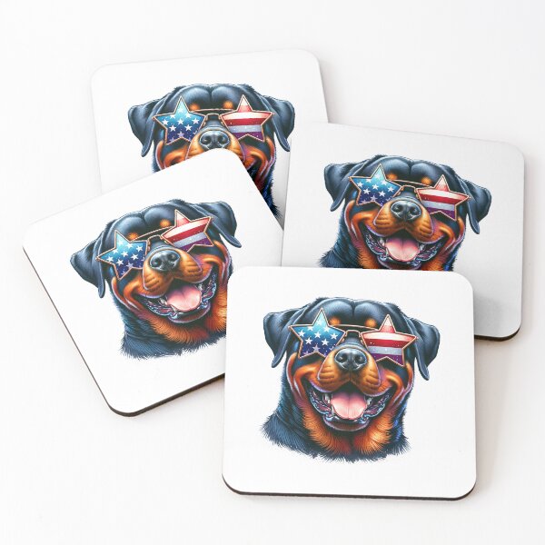 Item preview, Patriotic Rottweiler with Star Sunglasses – 4th of July American Dog designed and sold by Polarisofficial.