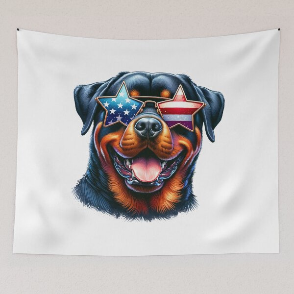 Item preview, Patriotic Rottweiler with Star Sunglasses – 4th of July American Dog designed and sold by Polarisofficial.