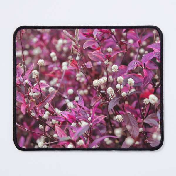 Item preview, Vibrant Pink Leaves and Small White Wildflowers Macro designed and sold by LRPhotoart.