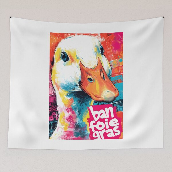 Item preview, Stand with Compassion Through Colorful Duck Protest Art with Bold Anti Foie Gras Message designed and sold by OlfactoART Studio.