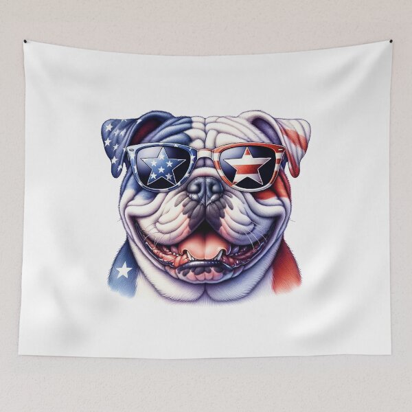Item preview, Patriotic Bulldog with Star Sunglasses – 4th of July American Dog designed and sold by Polarisofficial.
