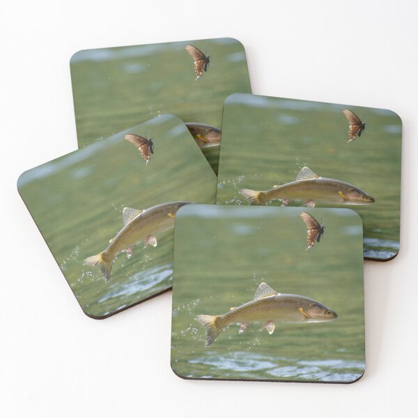 Item preview, Photograph of Wild Rainbow Trout Fish Jumping Out of Water After Butterfly designed and sold by Wild DeZigns .
