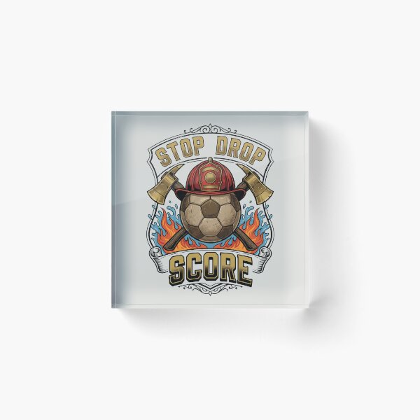 Item preview, Stop Drop Score - Firefighter Soccer Badge designed and sold by DigitalGlade.