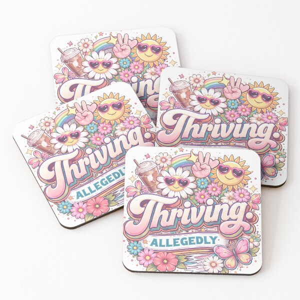 Item preview, Thriving Allegedly Cute Retro Mental Health Humor Shirt | Funny Sarcastic Self Care Aesthetic Rainbow Butterfly Design designed and sold by tiazre.
