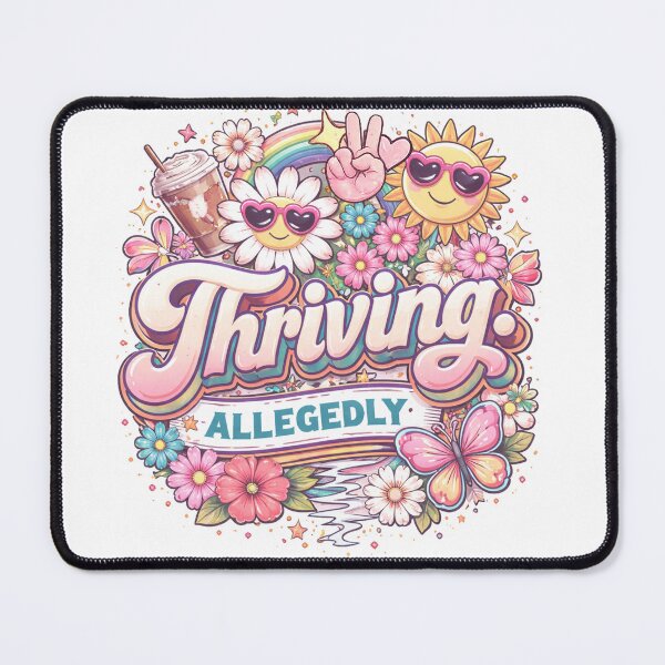 Item preview, Thriving Allegedly Cute Retro Mental Health Humor Shirt | Funny Sarcastic Self Care Aesthetic Rainbow Butterfly Design designed and sold by tiazre.