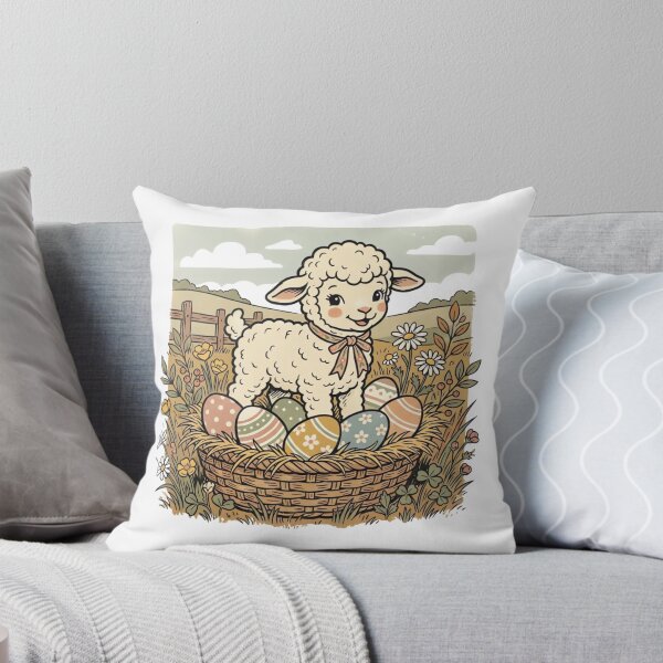 Item preview, Vintage Easter Lamb with Pastel Eggs  designed and sold by urbinet.