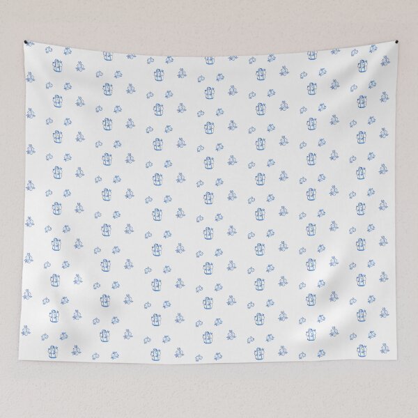 Item preview, Set of blue hydrangea floral self-canvass designed and sold by rizdrawings.