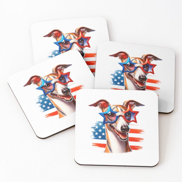 Item preview, Patriotic Greyhound with Star Sunglasses – 4th of July American Dog designed and sold by Polarisofficial.