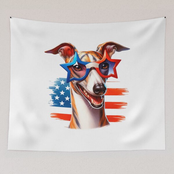 Item preview, Patriotic Greyhound with Star Sunglasses – 4th of July American Dog designed and sold by Polarisofficial.