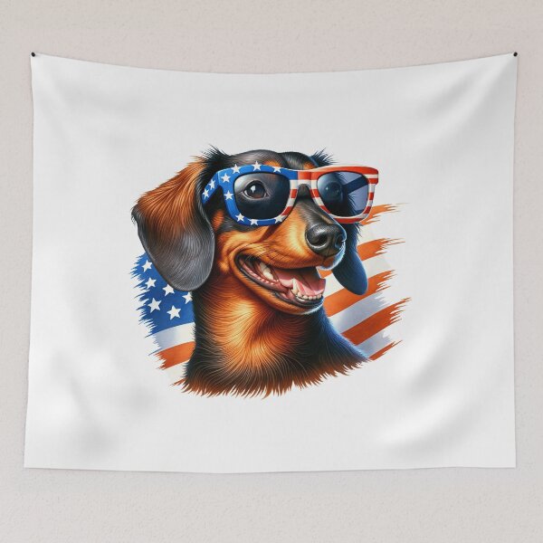 Item preview, Patriotic Dachshund with American Flag Sunglasses – 4th of July Dog designed and sold by Polarisofficial.
