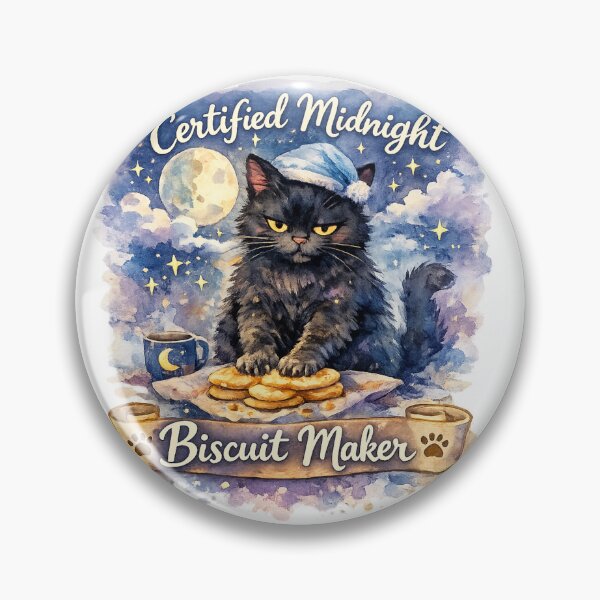Item preview, Certified Midnight Biscuit Maker – Cute Watercolor Cat Making Biscuits Aesthetic Illustration designed and sold by StickyDelights.
