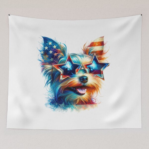 Item preview, Patriotic Yorkie with Star Sunglasses – 4th of July Yorkshire Terrier Dog designed and sold by Polarisofficial.