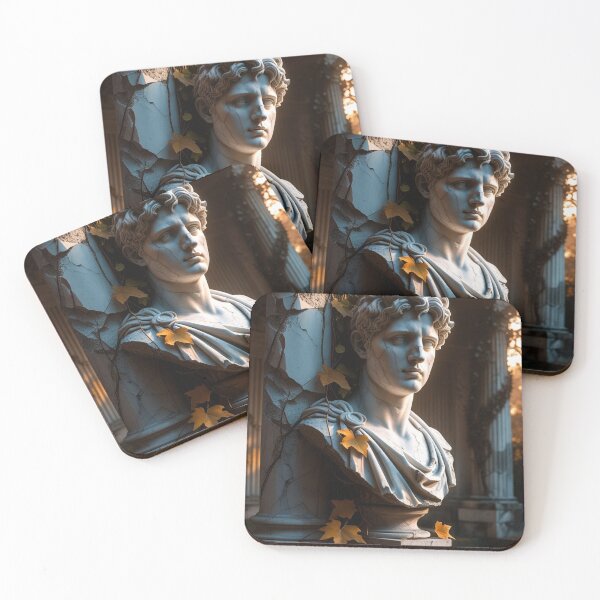 Item preview, Cracked Marble Bust in Shadow — Romantic Ruins Dark Academia Art Print designed and sold by semenol.