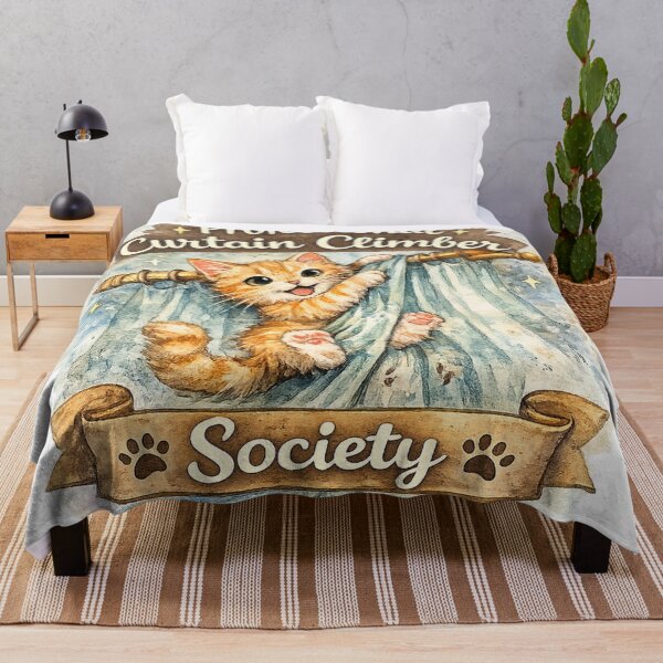 Item preview, Professional Curtain Climber Society – Funny Mischievous Cat Illustration designed and sold by Nusha Creations.