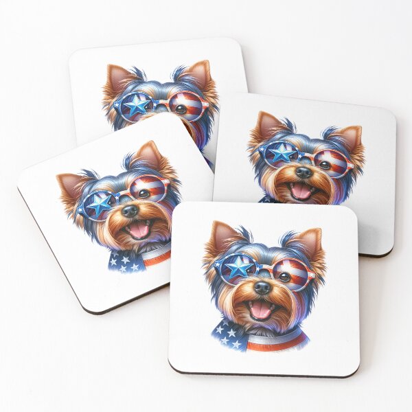Item preview, Patriotic Yorkie with American Flag Sunglasses – 4th of July Yorkshire Terrier designed and sold by Polarisofficial.