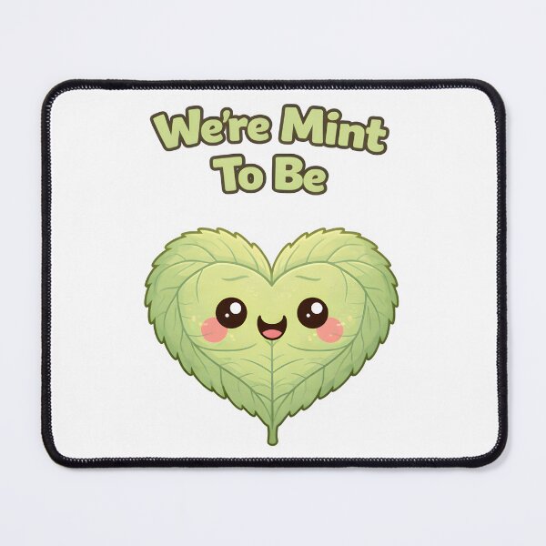 Item preview, Were Mint To Be Cute Mint Leaf Love Pun Cartoon Design. designed and sold by The-T-In-Retro.