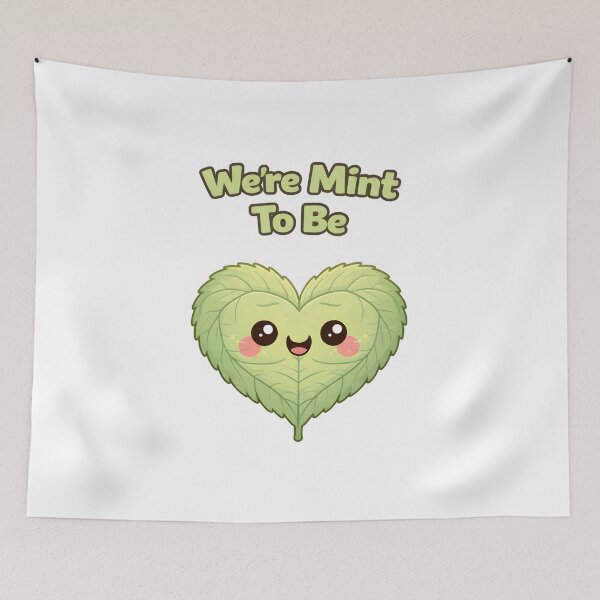 Item preview, Were Mint To Be Cute Mint Leaf Love Pun Cartoon Design. designed and sold by The-T-In-Retro.