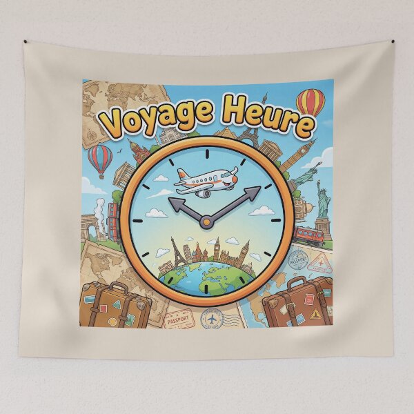 Item preview, Travel Time – It's Time to Travel | Airplane Clock & World Monuments designed and sold by WordPlayStudio.