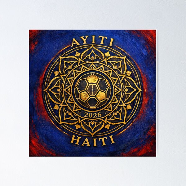 Item preview, Haiti Soccer Emblem 2026 Mandala Inspired designed and sold by BrickByDream.