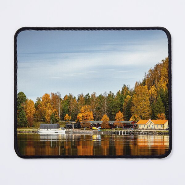 Item preview, Golden Autumn Reflections – Lakeside guest harbour and an old trainstation designed and sold by MCre8ive.