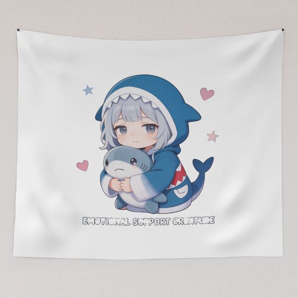 Item preview, Emotional Support Creature – Plush Shark and Tired Girl designed and sold by Panda LuL Art.