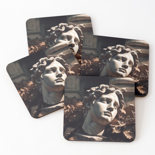 Item preview, Fallen Marble Head on Stone Floor — Classical Decay Art Print designed and sold by semenol.