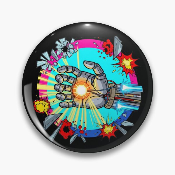Item preview, Cyberpunk Robot Hand Blast – Neon Pop Art Sci‑Fi Illustration designed and sold by Dzblack.