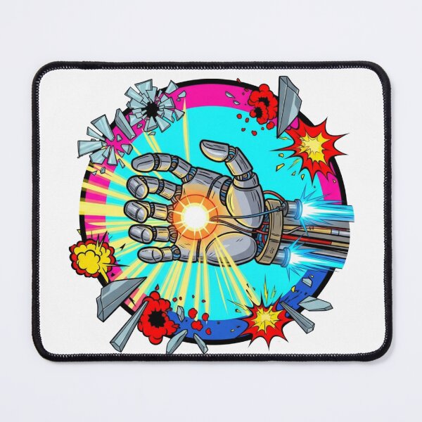 Item preview, Cyberpunk Robot Hand Blast – Neon Pop Art Sci‑Fi Illustration designed and sold by Dzblack.