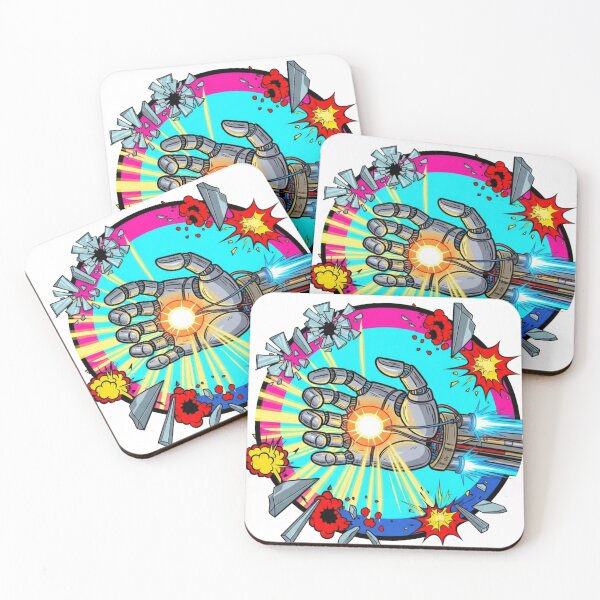 Item preview, Cyberpunk Robot Hand Blast – Neon Pop Art Sci‑Fi Illustration designed and sold by Dzblack.