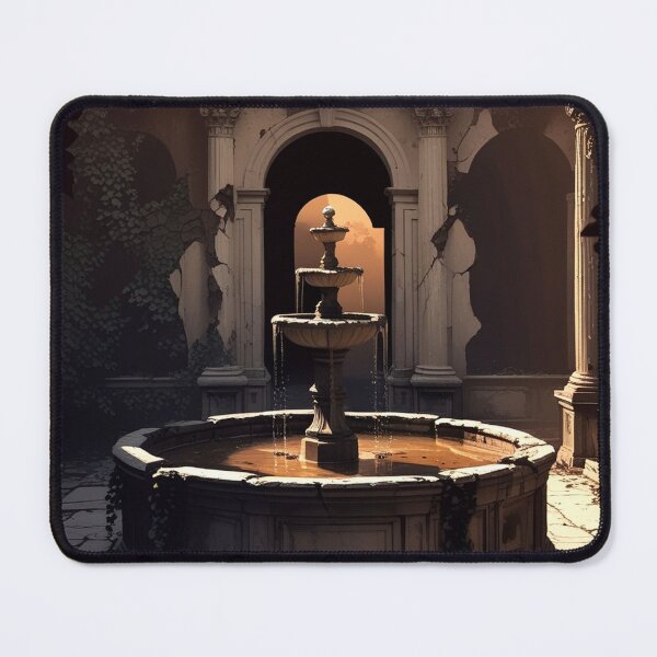 Item preview, Dry Stone Fountain in Ruined Courtyard — Romantic Ruins Wall Art designed and sold by semenol.
