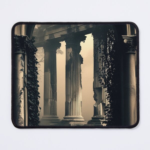 Item preview, Gothic Arch Framing Distant Columns — Dark Romantic Architecture Art designed and sold by semenol.