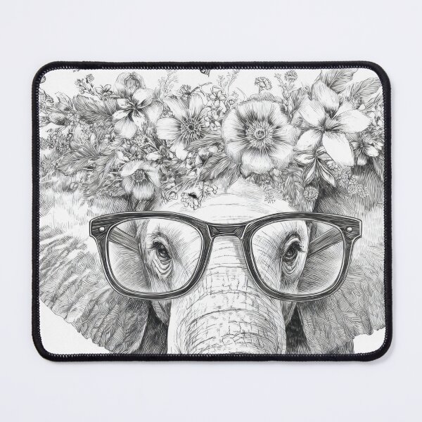 Item preview, Elephant with flowers and glasses designed and sold by anytka.