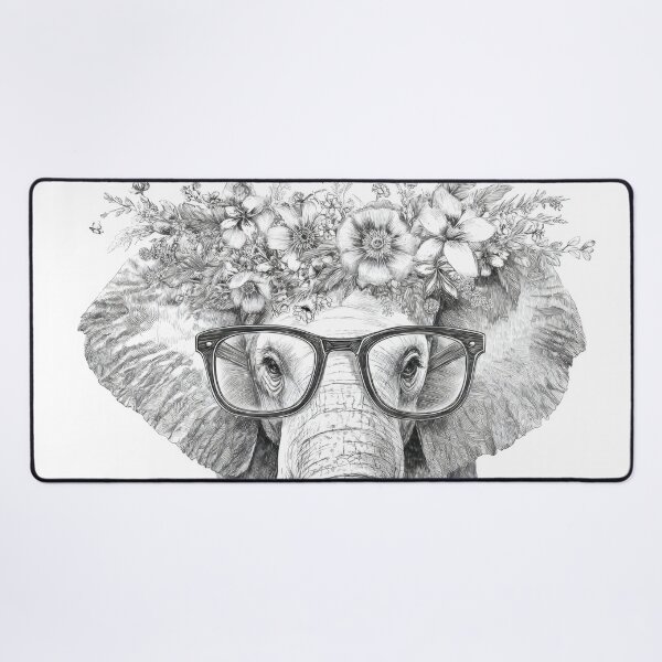 Item preview, Elephant with flowers and glasses designed and sold by anytka.