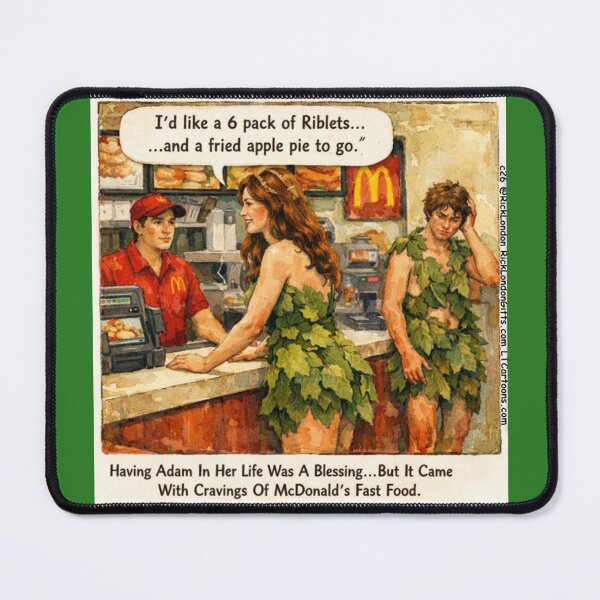 Item preview, Adam & Eve’s McDonald’s Cravings – Funny Fast‑Food Cartoon designed and sold by Rick London Gifts.