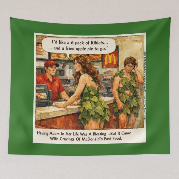 Item preview, Adam & Eve’s McDonald’s Cravings – Funny Fast‑Food Cartoon designed and sold by Rick London Gifts.