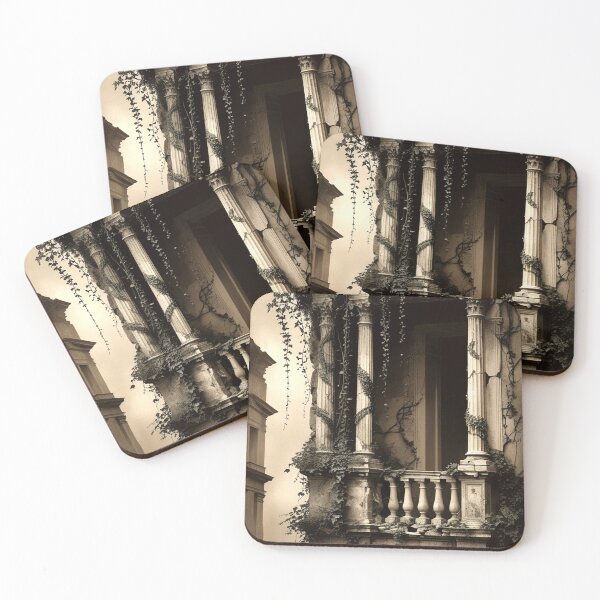 Item preview, Crumbling Balcony Over Void — Dark Academia Romantic Ruins Print designed and sold by semenol.