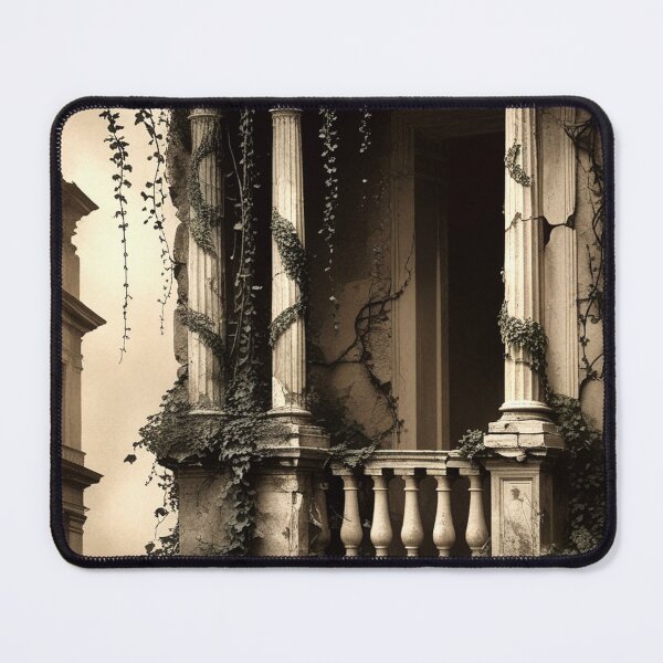 Item preview, Crumbling Balcony Over Void — Dark Academia Romantic Ruins Print designed and sold by semenol.