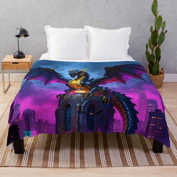 Item preview, Neon Cyberpunk Dragon on Art Deco Lighthouse designed and sold by SandyMDesigns.