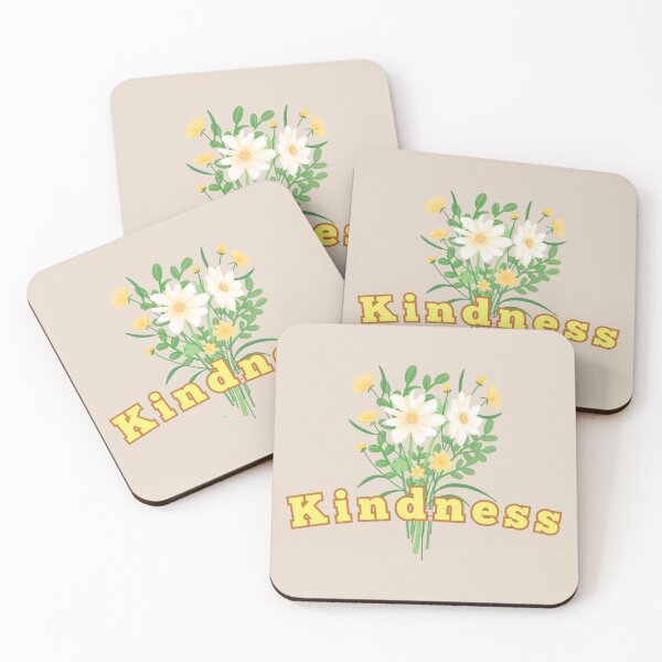 Item preview, Kindness Flowers Text Yellow Green Stickers Prints Posters Wall Art Magnet Home Coffee Cup Decoration TShirt Stationary Notebook Magnet Hat Kitchen Work School Office Redbubble Shop designed and sold by Saritas Boutique Shop.