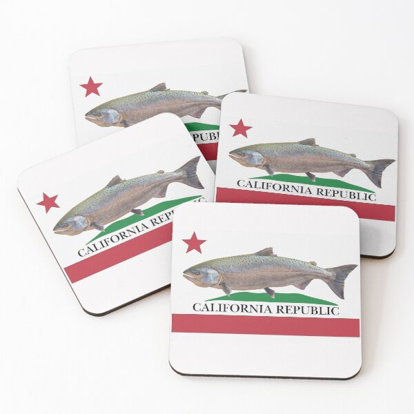 Item preview, California Republic Flag featuring a California Spring Run Chinook Salmon designed and sold by Wild DeZigns .