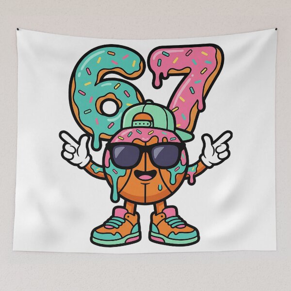 Item preview, Funky Basketball Cartoon With Drip 67 Numbers designed and sold by ArtDesignTp.