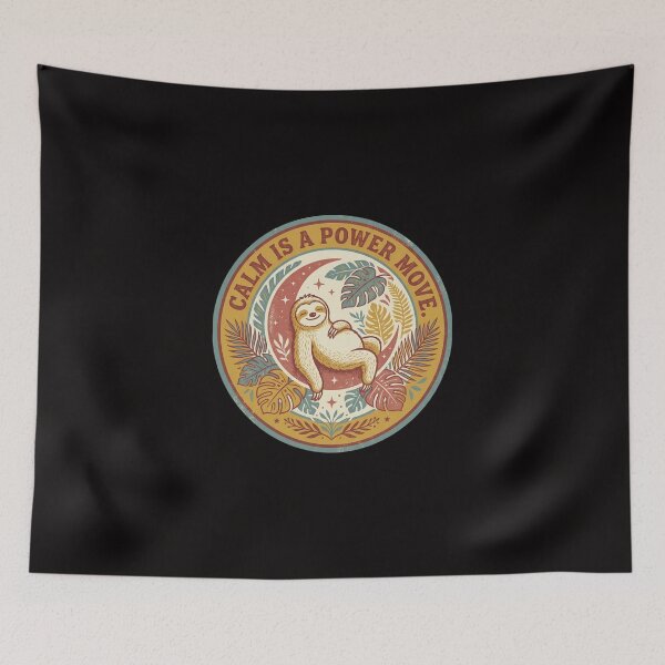 Item preview, Calm Is A Power Move Sloth – Retro Slow Living Badge Design designed and sold by MoodFit2026.