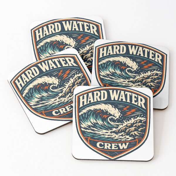 Item preview, Hard Water Crew Surf Sticker – Vintage Gulf Coast Wave & Jetty Decal designed and sold by Fierce Wave Supply Co..