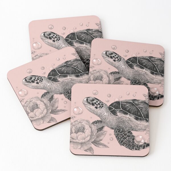 Item preview, Turtle swims with flowers bubbles designed and sold by anytka.