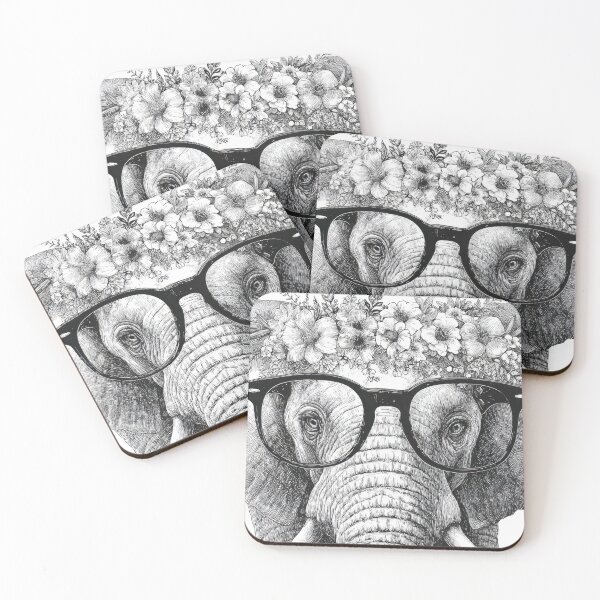Item preview, Glasses-wearing elephant flowers designed and sold by anytka.