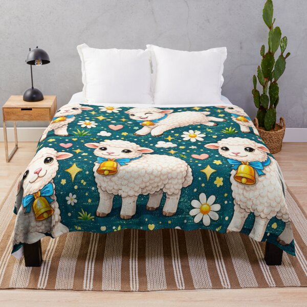 Item preview, Whimsical Lamb Parade Starry Night Print designed and sold by VividOddityCo.