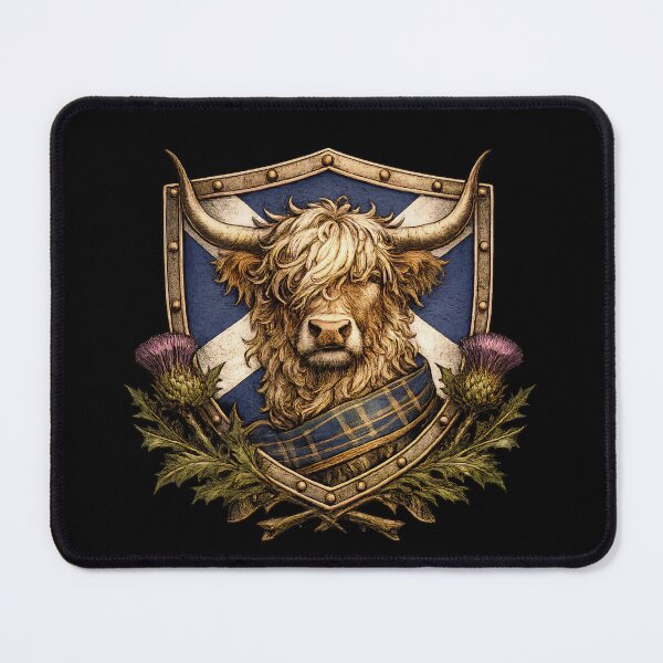 Item preview, Scottish Highland Cow Crest Heilan Coo Saltire Pride designed and sold by ArcanePrintsxo.